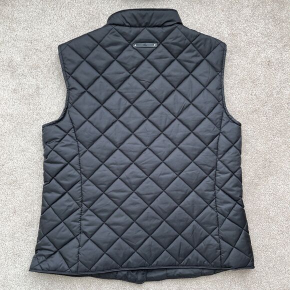 Lauren Ralph Quilted Puffer Vest Womens Medium Black Crest Crown Equestrian Snap - Picture 7 of 7